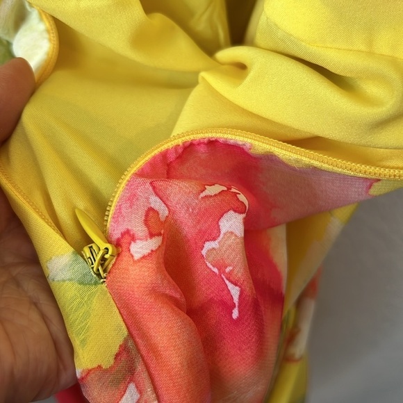 Eliza J Floral Halter Neck High Low Dress In Yellow - Picture 9 of 14